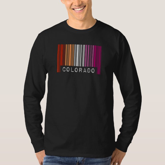 Lesbian Gay Barcode Pride Colorado Que Ästhetik T-Shirt (Vorderseite)