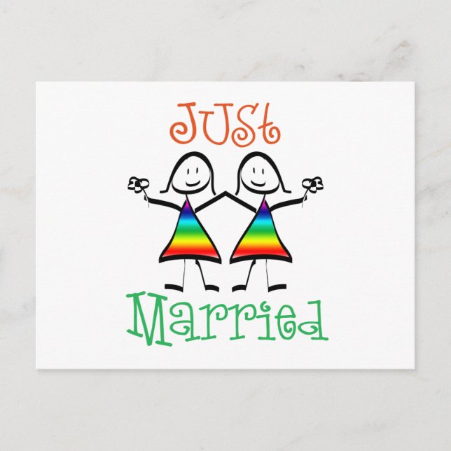 Lesbian Just Married Ankündigungspostkarte (Vorderseite)