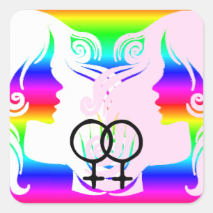 Lesbian Love Pride Rainbow Women Stickers Coeur