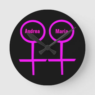 Lesbian Lovers Customizable Wall Clock Runde Wanduhr