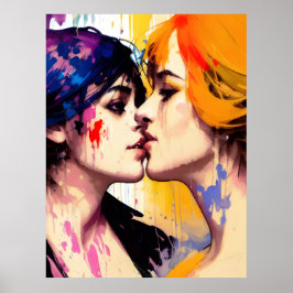 Lesbian Lovers Kiss Poster