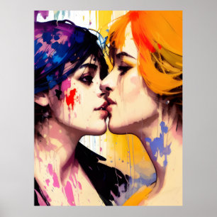 Lesbian Lovers Kiss Poster