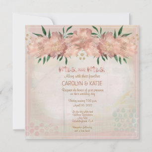 Lesbian Mrs. and Mrs Blush Peach Floral