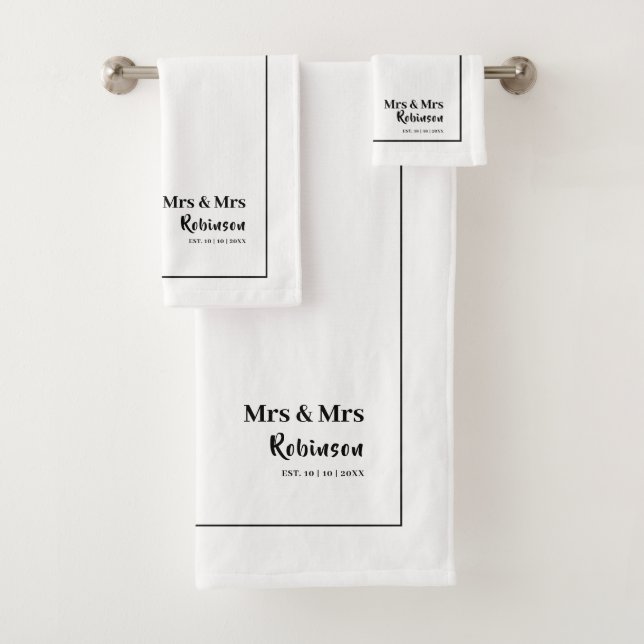 Lesbian Newlyweds Mr & Mr Personalisiert Badhandtuch Set (Insitu)