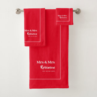 Lesbian Newlyweds Mrs & Mrs. Personalisiert Large  Badhandtuch Set
