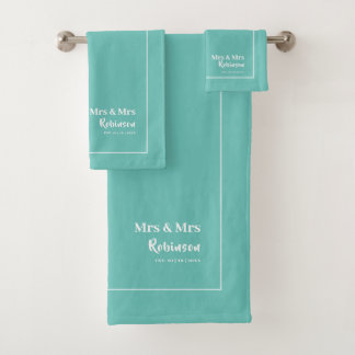 Lesbian Newlyweds Mrs & Mrs. Personalisiert Large  Badhandtuch Set