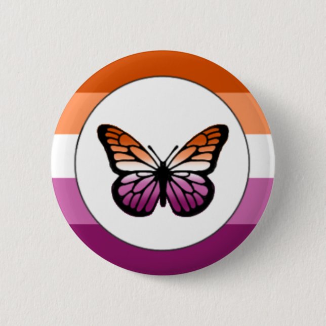 Lesbian Pride Butterfly Button (Vorderseite)