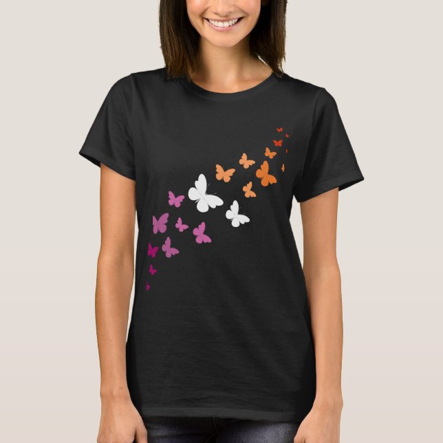 Lesbian Pride Butterfly Trail T-Shirt (Vorderseite)