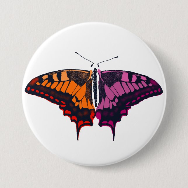 Lesbian Pride Flag Swallowtail Butterfly Button (Vorderseite)