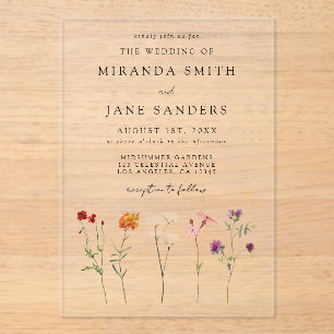 Lesbian Pride Floral Wedding Acryleinladungen