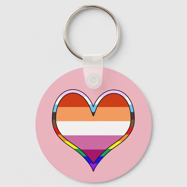 Lesbian Pride Heart Keychain Schlüsselanhänger (Vorderseite)