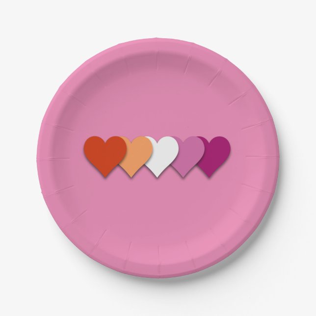 Lesbian pride hearts paper plates pappteller (Vorderseite)