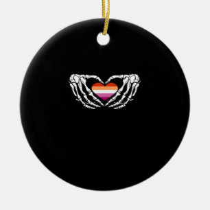 Lesbian Pride Skeleton Halloween Wlw Goth Heart Cl Keramik Ornament