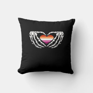 Lesbian Pride Skeleton Halloween Wlw Goth Heart Cl Kissen
