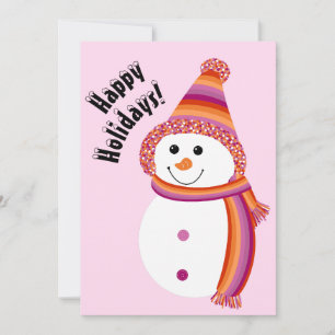 Lesbian Pride Snowman Snowperson Happy Holidays Feiertagskarte