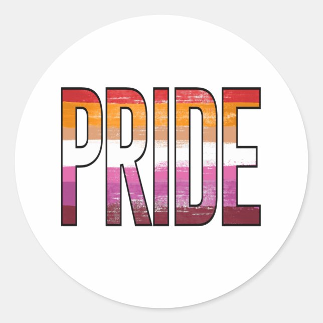 Lesbian Pride Word Runder Aufkleber (Vorderseite)