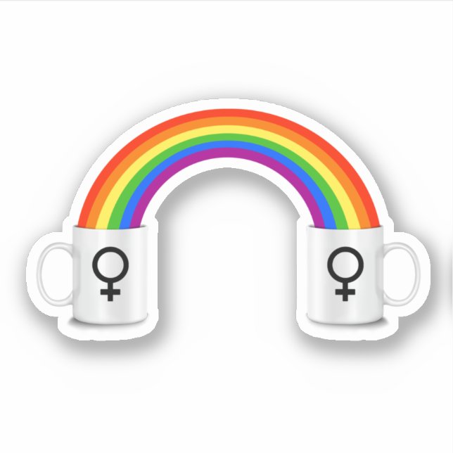 Lesbian Rainbow Coffee Date Aufkleber (Vorderseite)