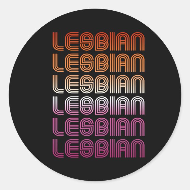 Lesbian Retro Muster Design Runder Aufkleber (Vorderseite)
