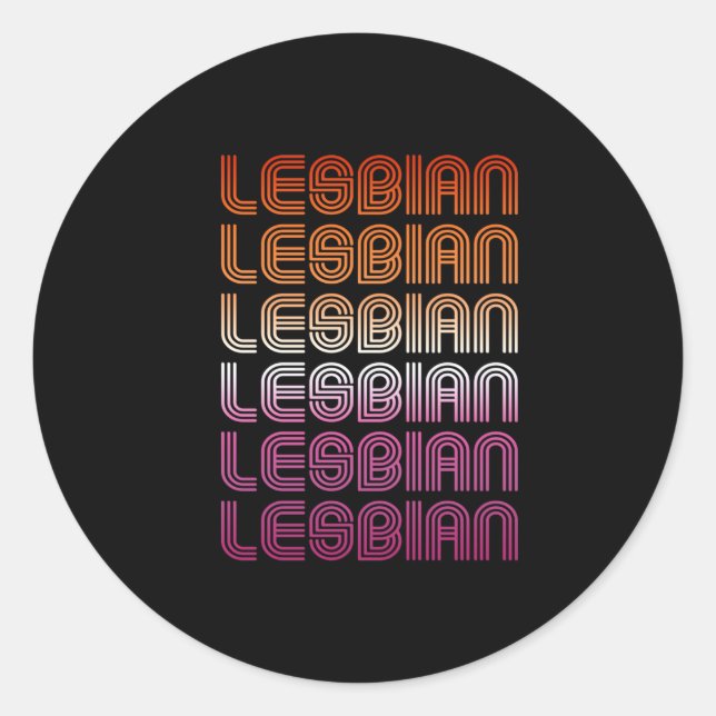 Lesbian Retro Muster Design Runder Aufkleber (Vorderseite)