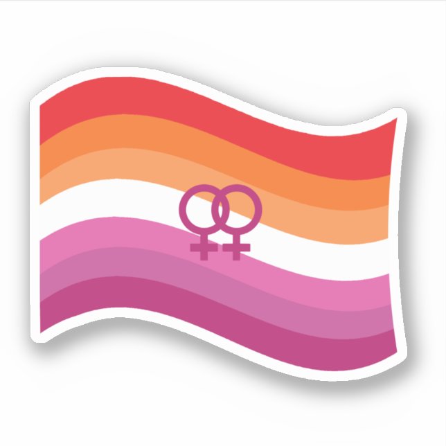 Lesbian Sunset Liebe Pride Wavy Flag Aufkleber (Vorderseite)