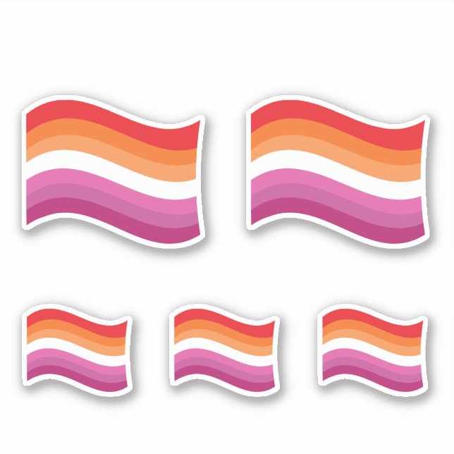 Lesbian Sunset Pride Wavy Flag Aufkleber (Vorderseite)