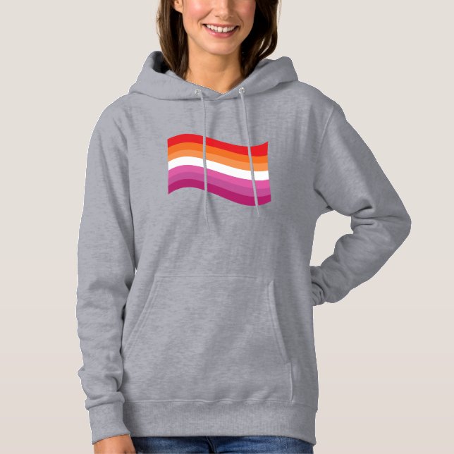 Lesbian Sunset Pride Wavy Flag Hoodie (Vorderseite)