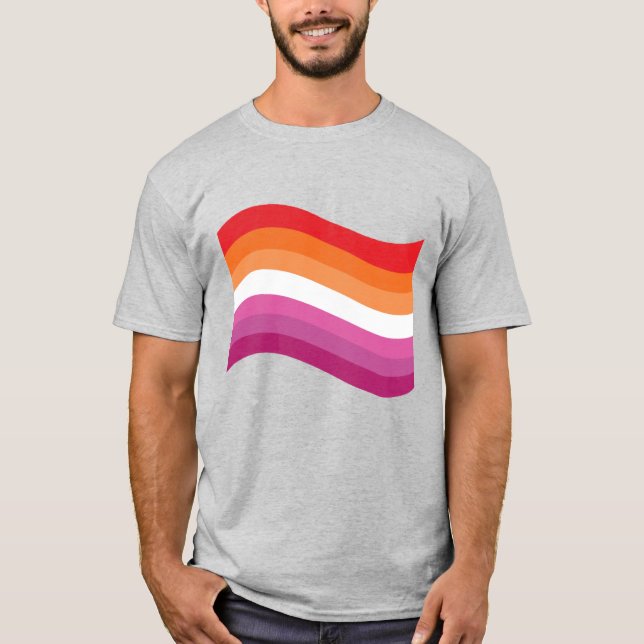 Lesbian Sunset Pride Wavy Flag T-Shirt (Vorderseite)