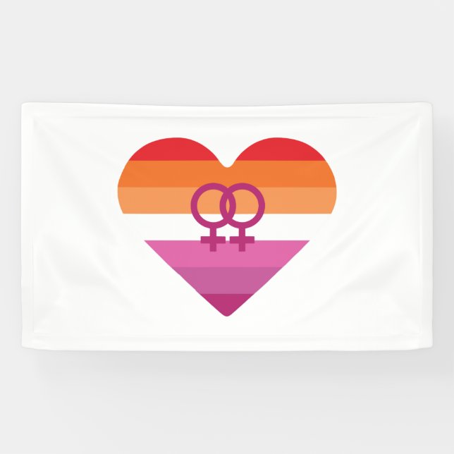 Lesbian Sunset WLW Herz Banner (Horizontal)