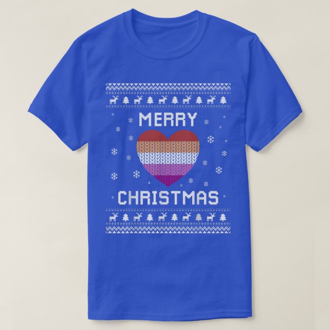 Lesbian Ugly Christmas Sweater Gay Women Holiday 2 T-Shirt (Design vorne)