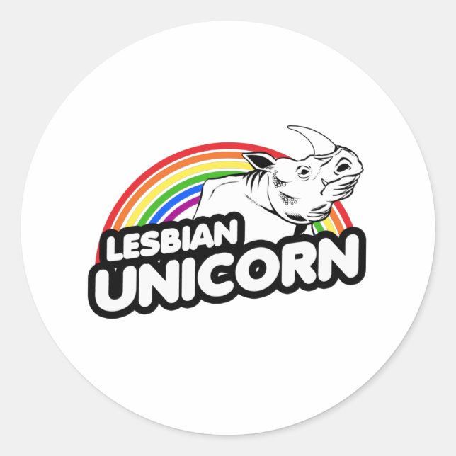 Lesbian Unicorn Rainbow Runder Aufkleber (Vorderseite)