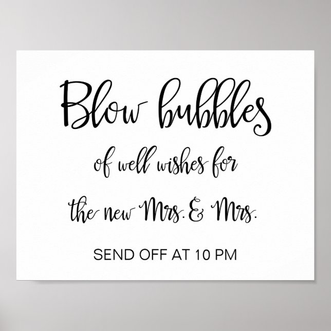 Lesbian Wedding Bubbles Sign | Kalligrafie Poster (Vorne)
