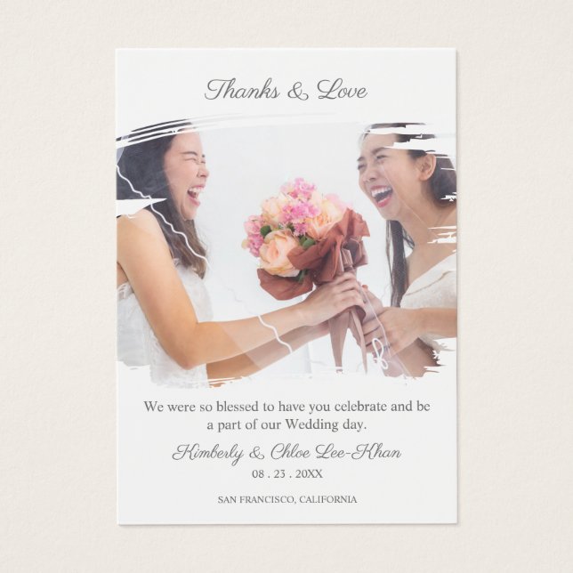 Lesbian Wedding Couple to Thank Guests on Brush (Devant)