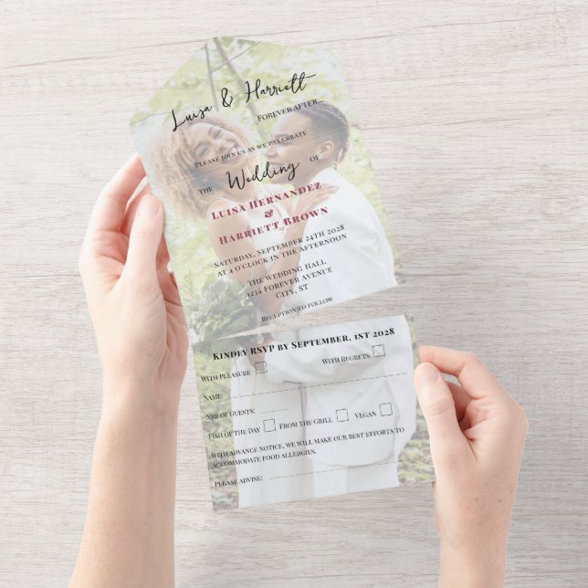 Lesbian Wedding Photo All In One Einladung (Abreißtisch)