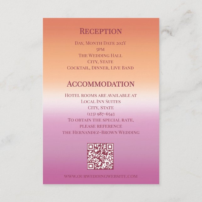 Lesbian Wedding Photo Pride Flag Gradient Begleitkarte (Rückseite)