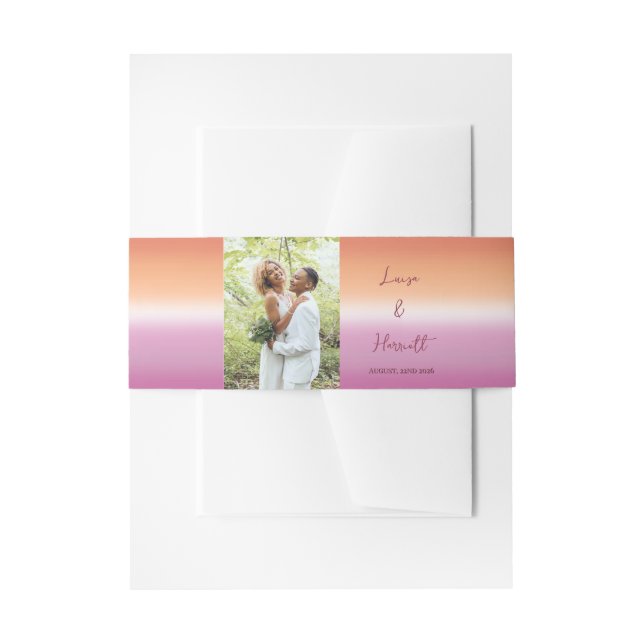 Lesbian Wedding Photo Pride Flag Gradient Einladungsbanderole (Vorderseite Beispiel)