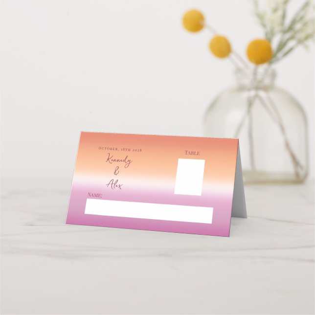Lesbian Wedding Pride Flag Gradient Place Cards Platzkarte (Vorderseite)