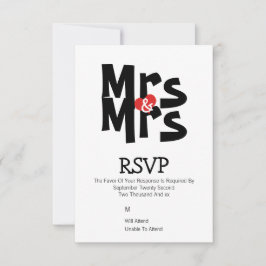 Lesbian Wedding RSVP Bold Mrs. Personalisiert Karte