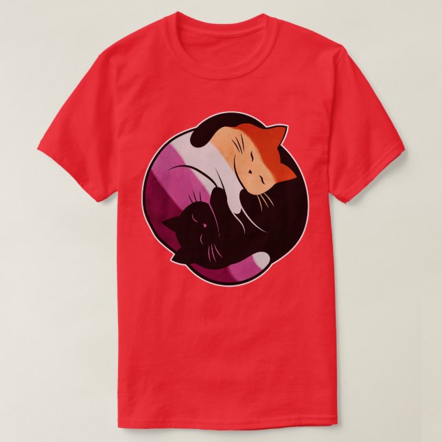 Lesbian Yin Yang Cat T-Shirt (Design vorne)