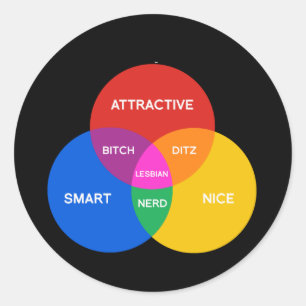 LESBIANISCHES VENN-DIAGRAMM RUNDER AUFKLEBER