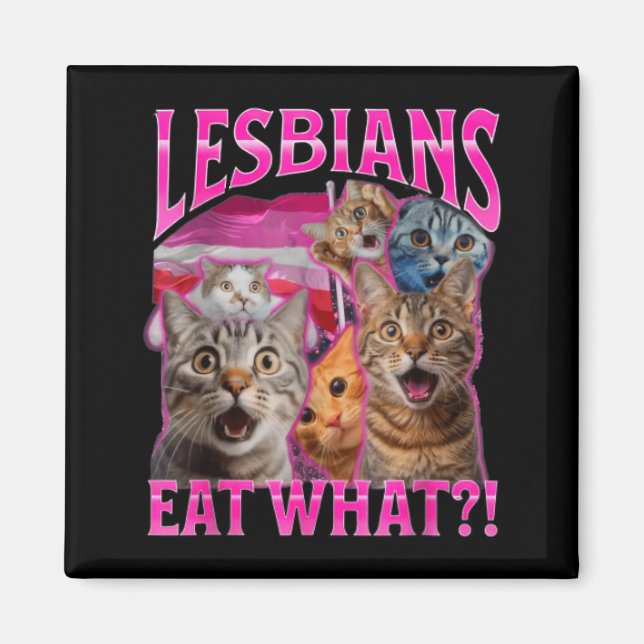 Lesbians Eat What_ Funny Cat Rude Gay Pride Lgbtq  Magnet (Vorne)