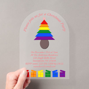 Lesbians Rainbow Weihnachtsbaum und Gegenwart Cust Acryleinladungen