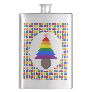 Lesbians Rainbow Weihnachtsbaum und Geschenke Flachmann
