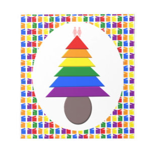 Lesbians Rainbow Weihnachtsbaum und Geschenke Notizblock