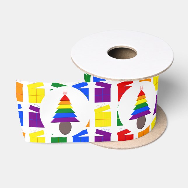 Lesbians Rainbow Weihnachtsbaum und Geschenke Satinband (Spule)