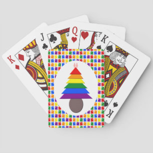 Lesbians Rainbow Weihnachtsbaum und Geschenke Spielkarten