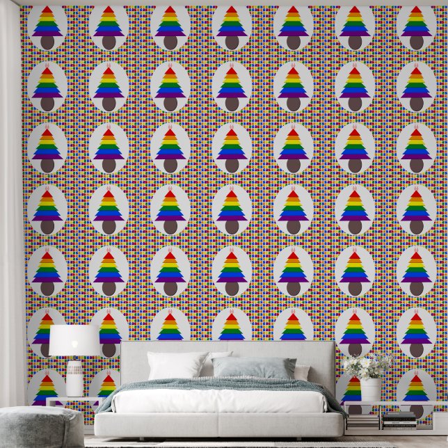 Lesbians Rainbow Weihnachtsbaum und Geschenke Tapete (Schlafzimmer)