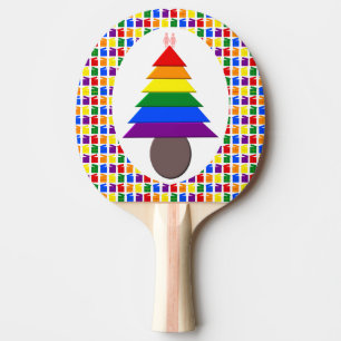 Lesbians Rainbow Weihnachtsbaum und Geschenke Tischtennis Schläger