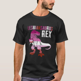 Lesbiansaurus Rex Dinosaurier auf Lesbisch, Flagge T-Shirt