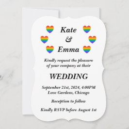 Lesbisch Gay LGBTQ Rainbow Heart Wedding Einladung