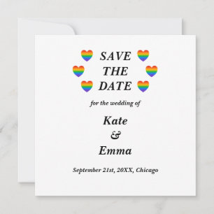 Lesbisch Gay LGBTQ Regenbogen Herz Hochzeit Save The Date